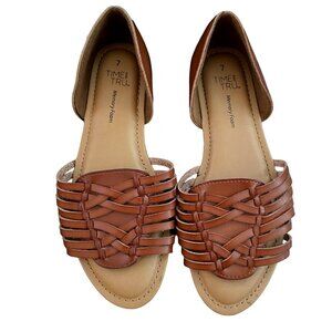 Time and Tru Herarche Sandals Women's Size 7 Brown Memory Foam Flat Shoes NWOT
